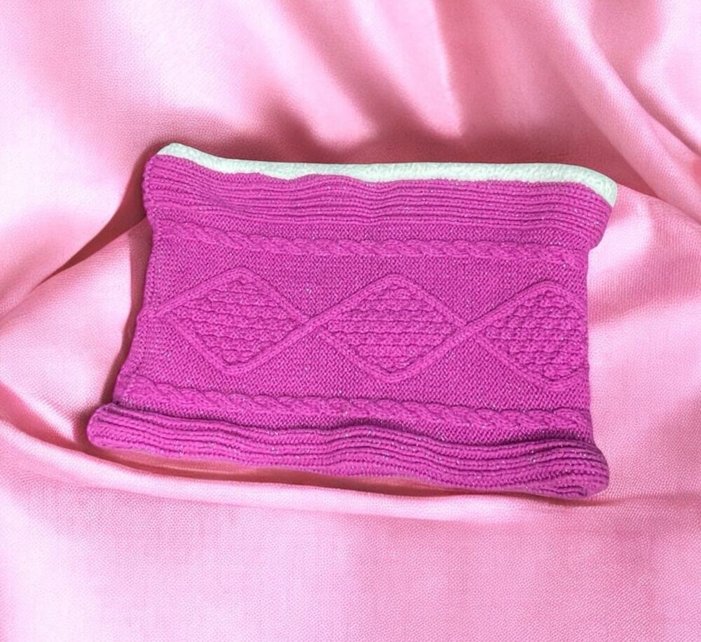 Hanna Andersson Kids Sherpa Neck Gaiter Tube Scarf Hand Muff Ski Pink Coquette